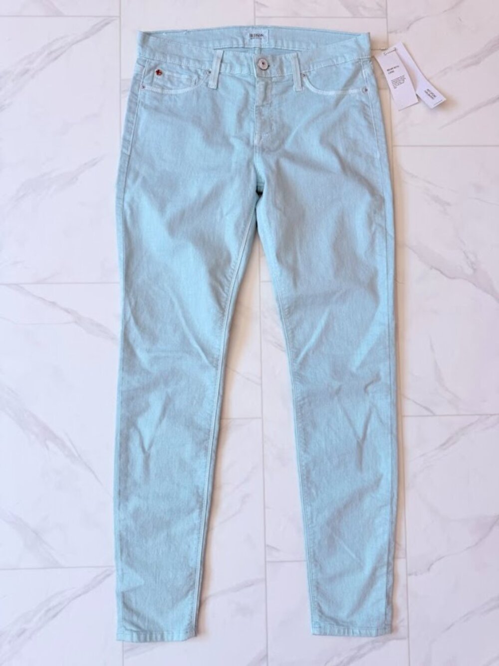 Hudson Nico Mid-Rise Super Skinny Jeans Soft Teal Mint Blue Size 29